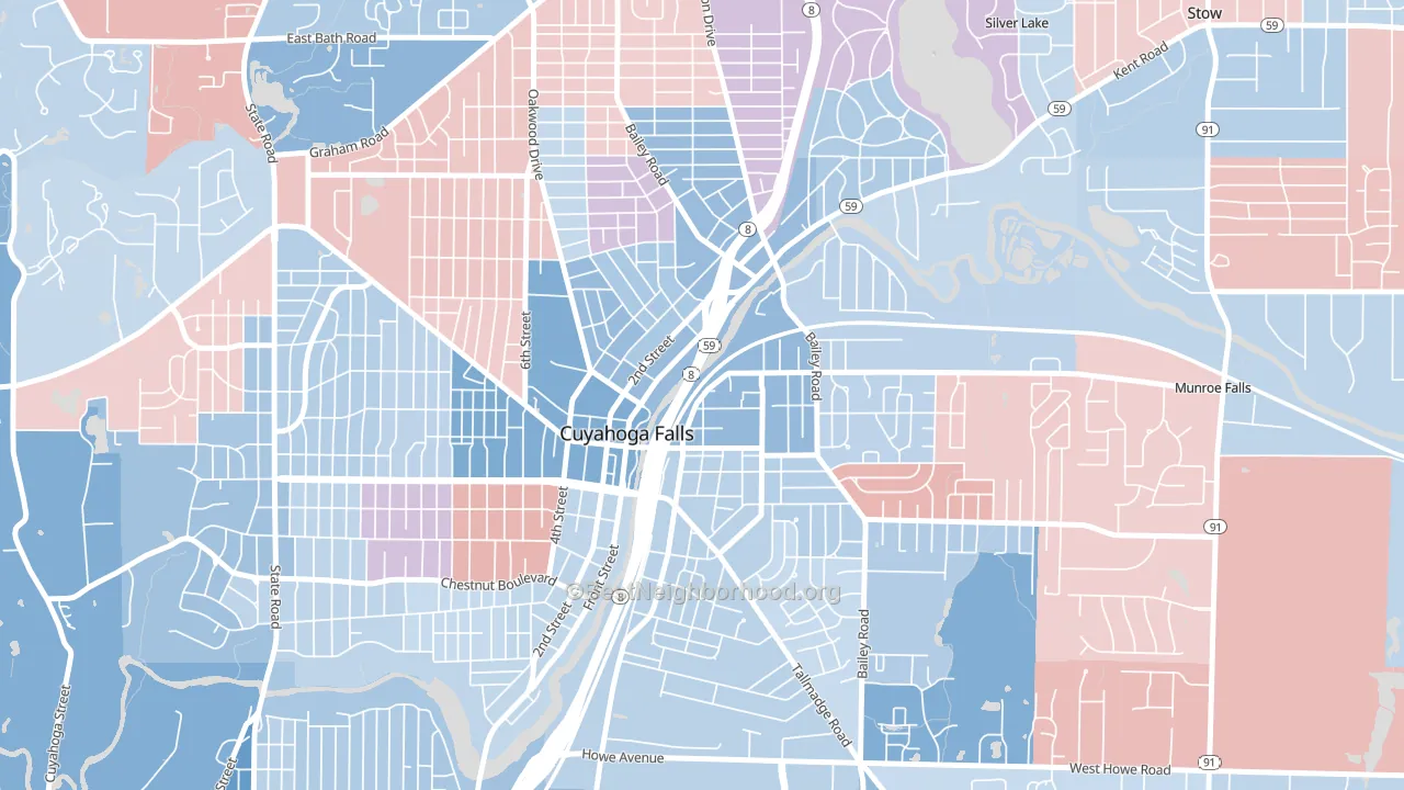 44221, OH block-group political-lean map