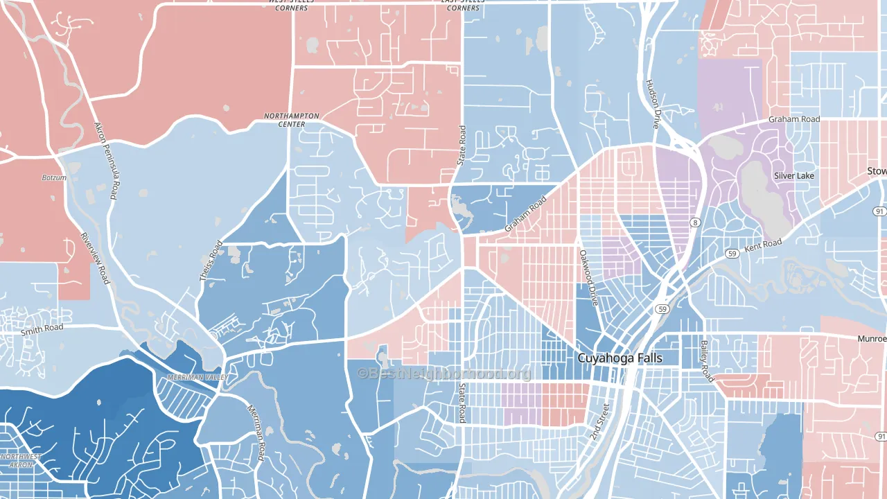 44223, OH block-group political-lean map