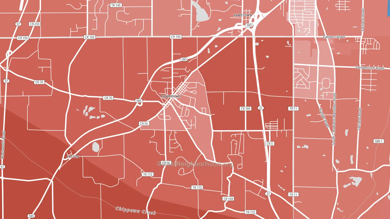 44230, OH block-group political-lean map