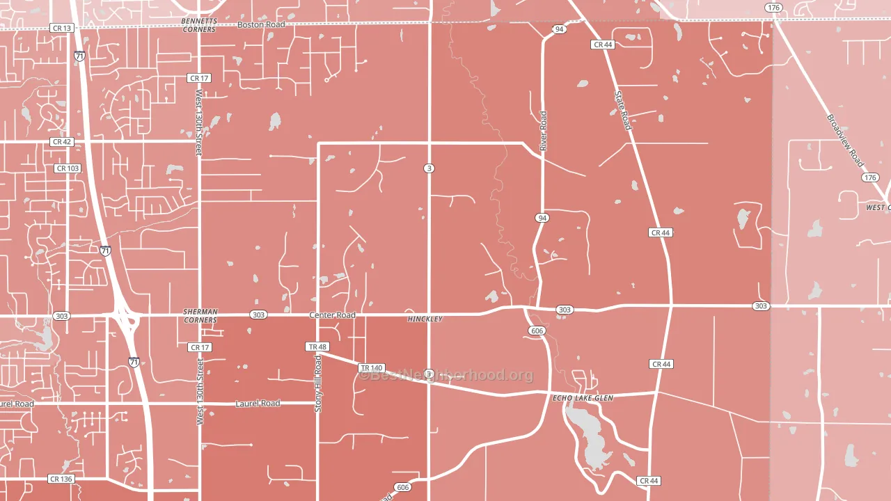 44233, OH block-group political-lean map