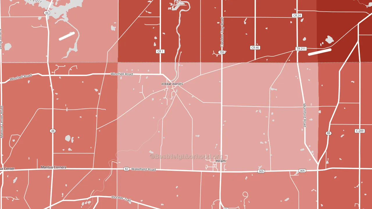 44234, OH block-group political-lean map