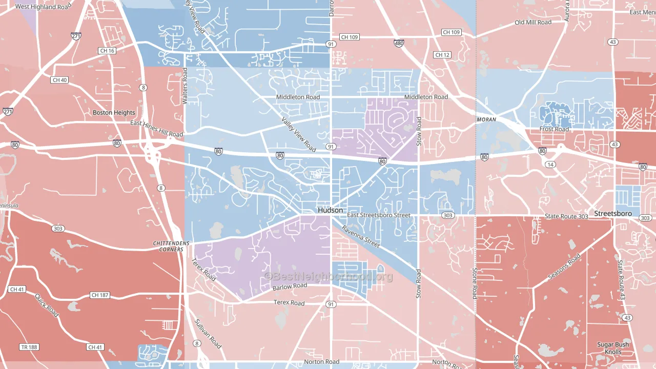 44236, OH block-group political-lean map