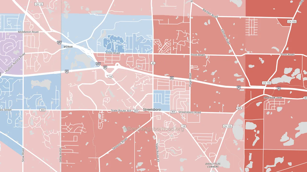 44241, OH block-group political-lean map