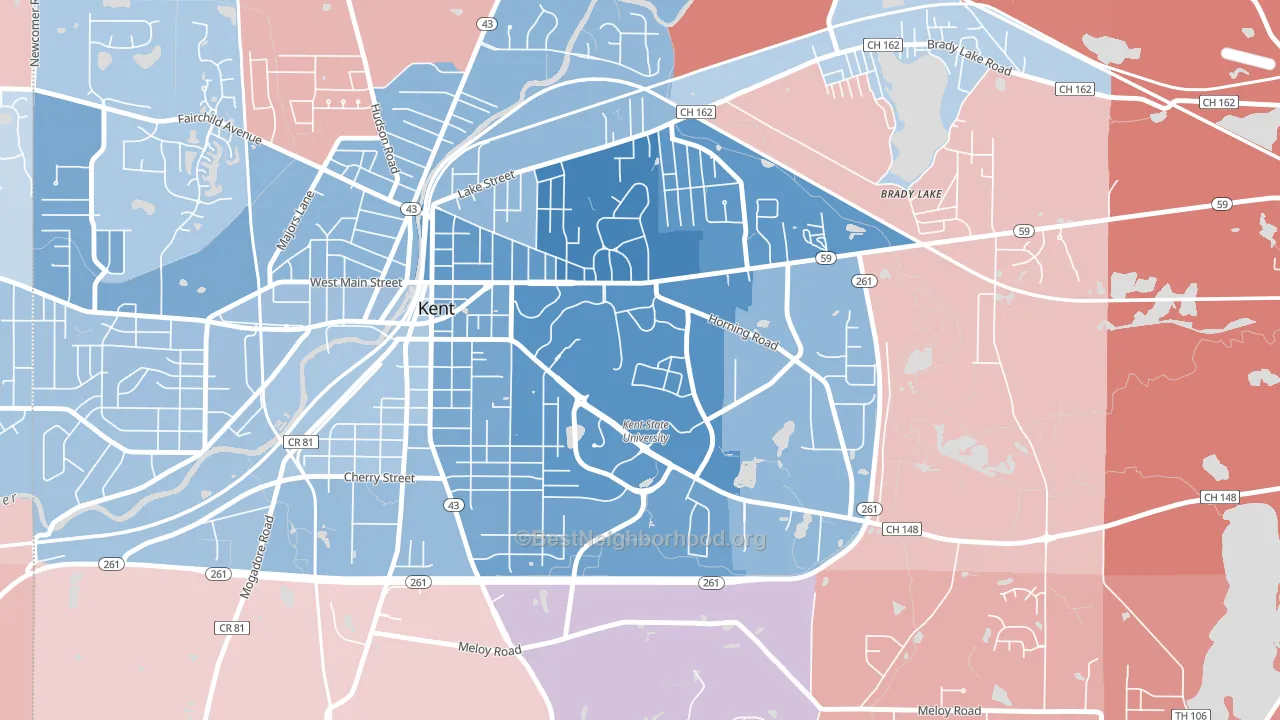 44243, OH block-group political-lean map