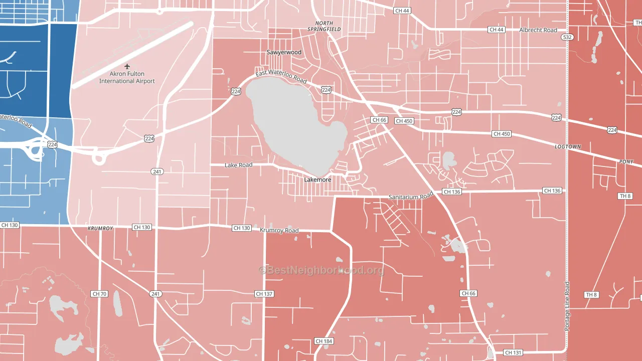 44250, OH block-group political-lean map