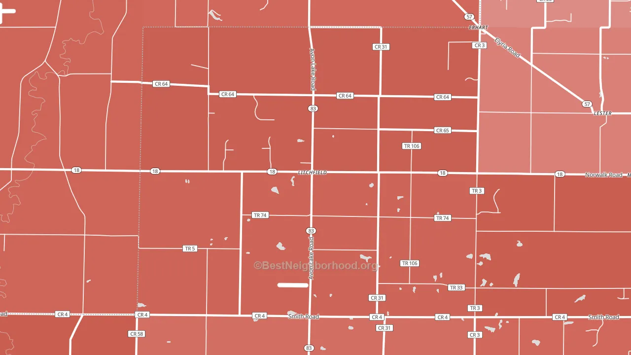 44253, OH block-group political-lean map
