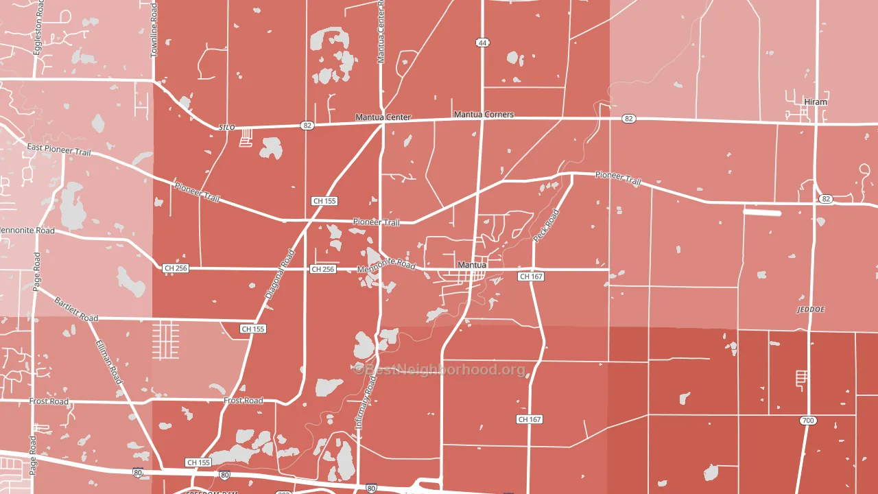 44255, OH block-group political-lean map