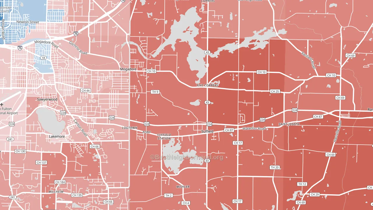 44260, OH block-group political-lean map