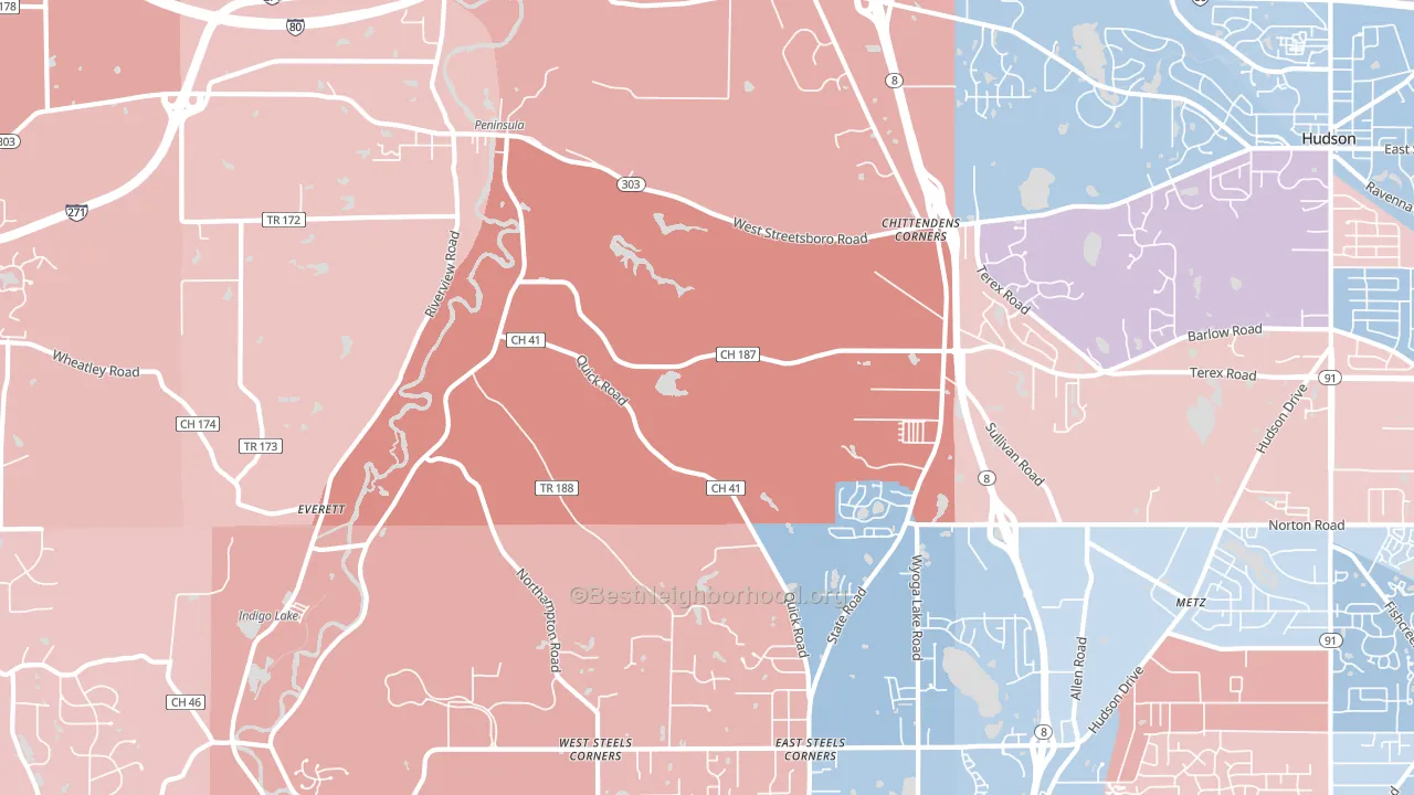 44264, OH block-group political-lean map