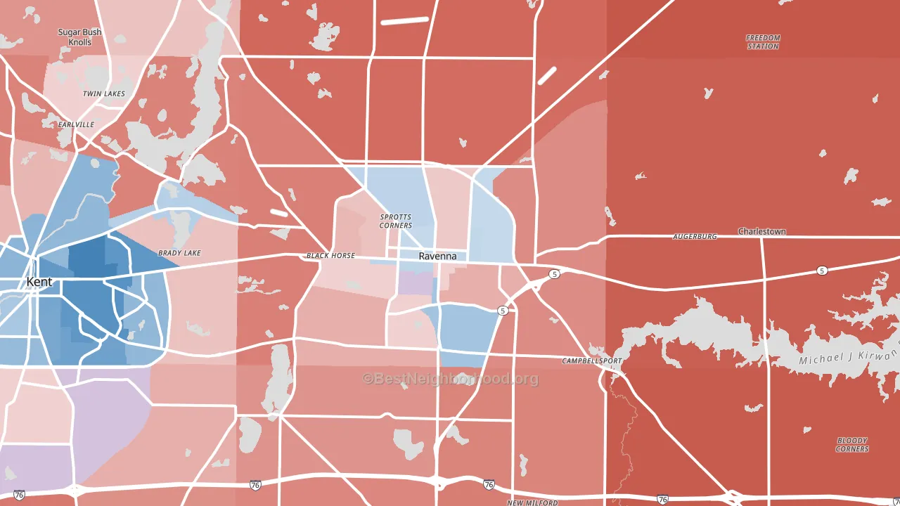 44266, OH block-group political-lean map