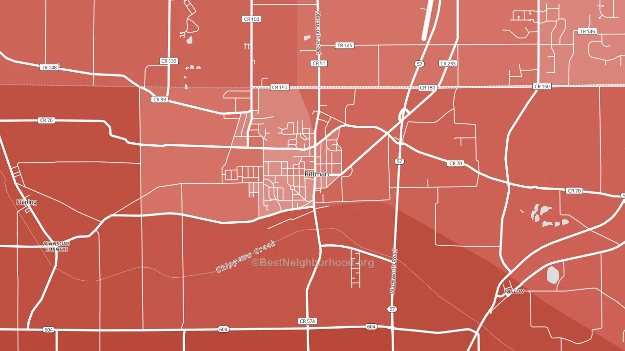 44270, OH block-group political-lean map
