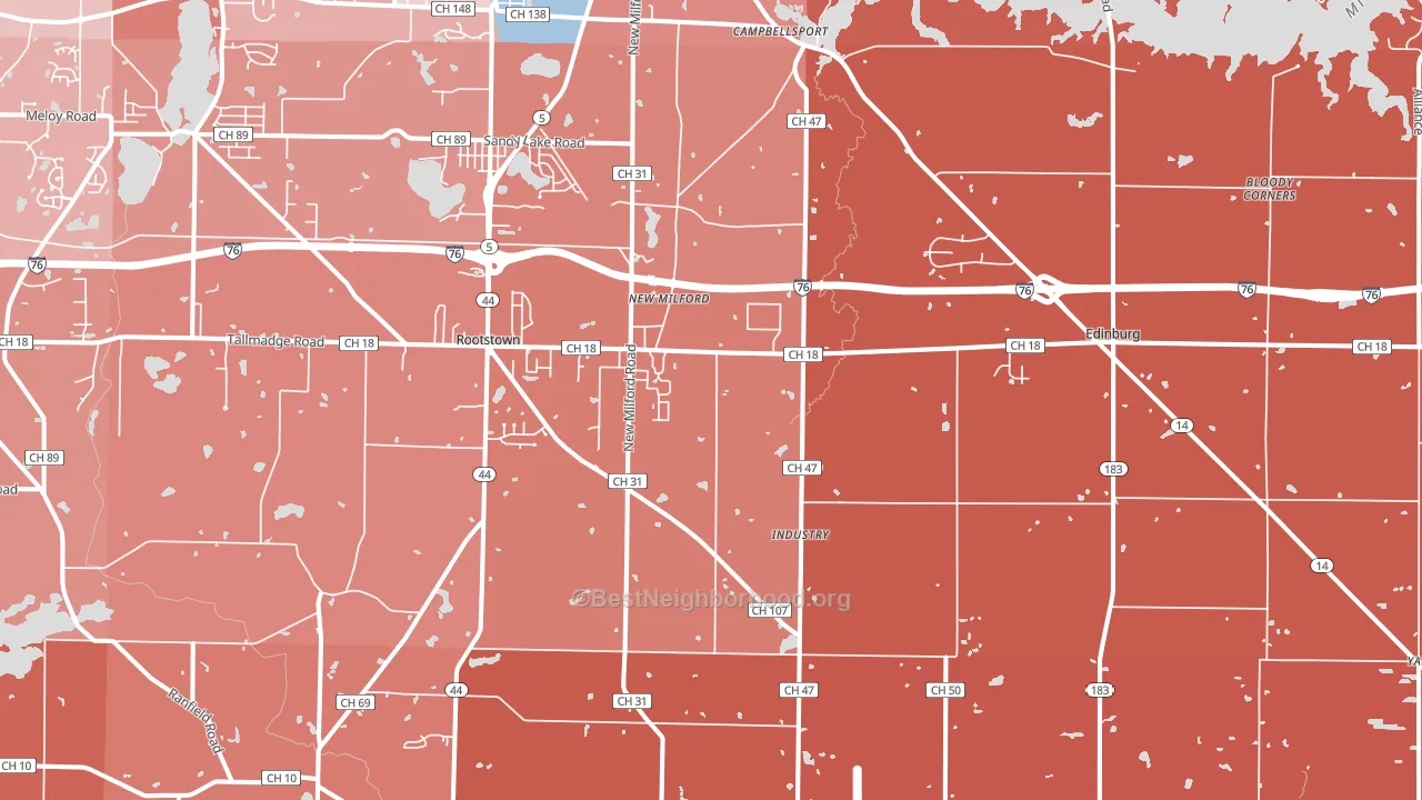 44272, OH block-group political-lean map