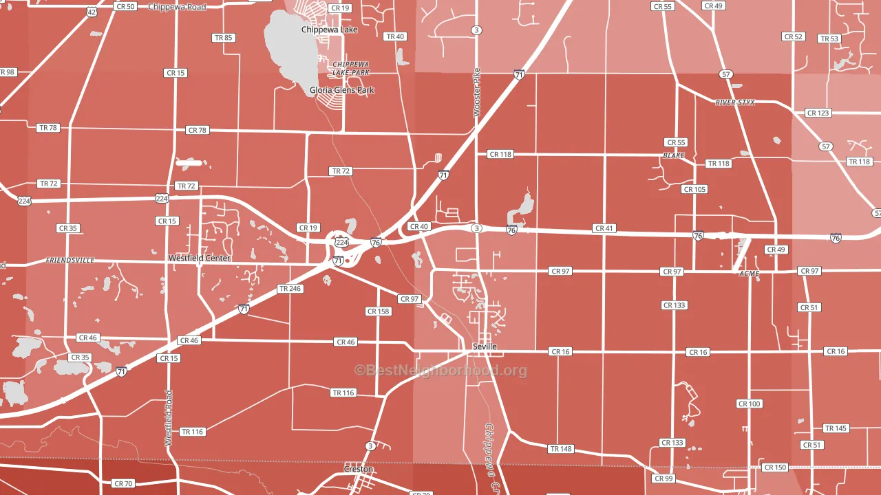 44273, OH block-group political-lean map