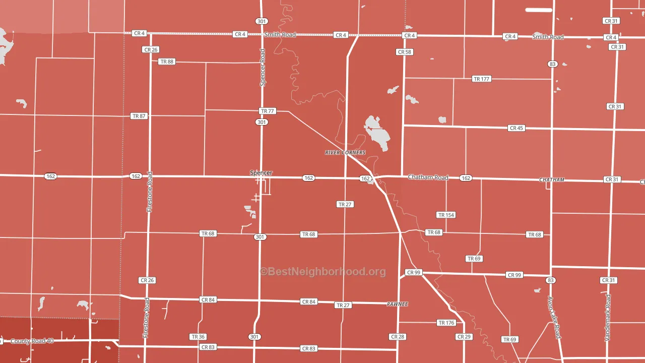 44275, OH block-group political-lean map