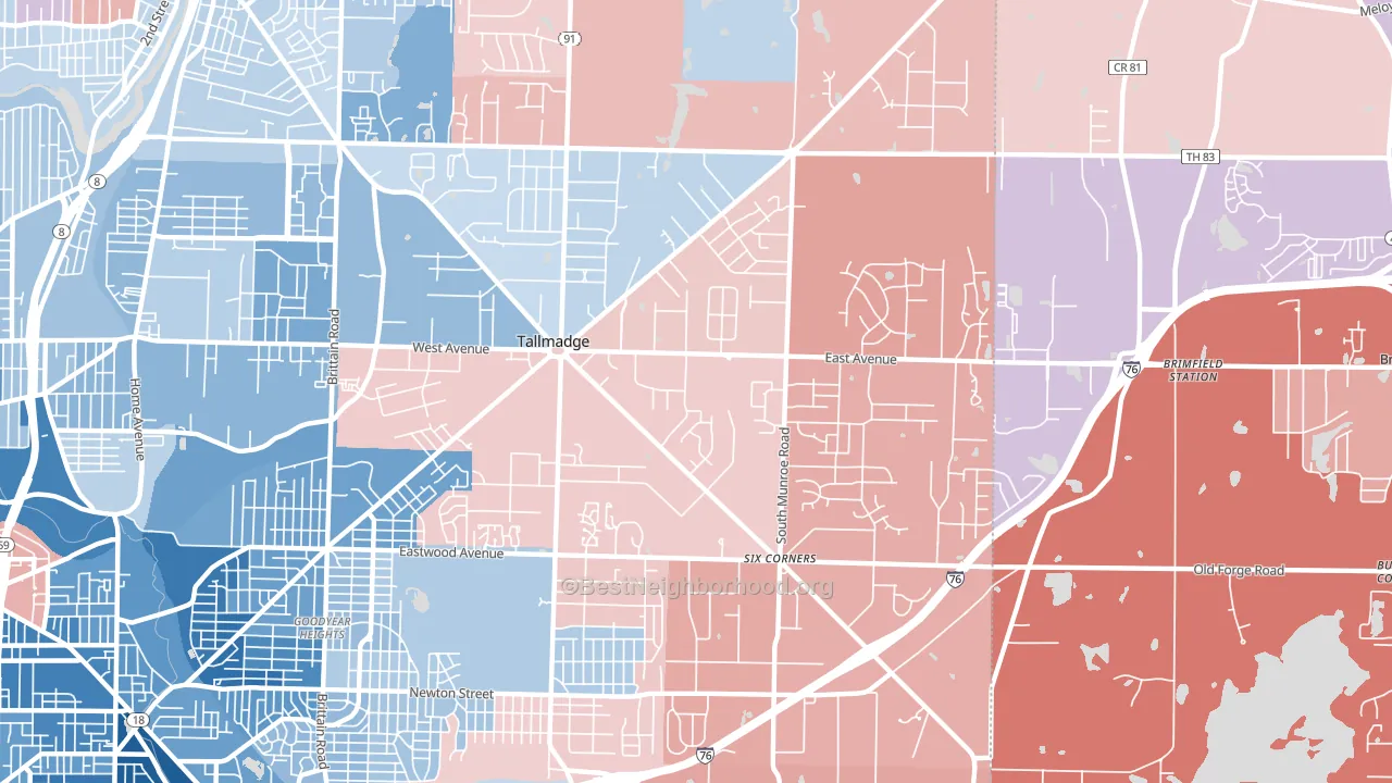 44278, OH block-group political-lean map