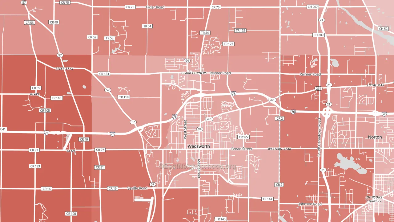 44281, OH block-group political-lean map