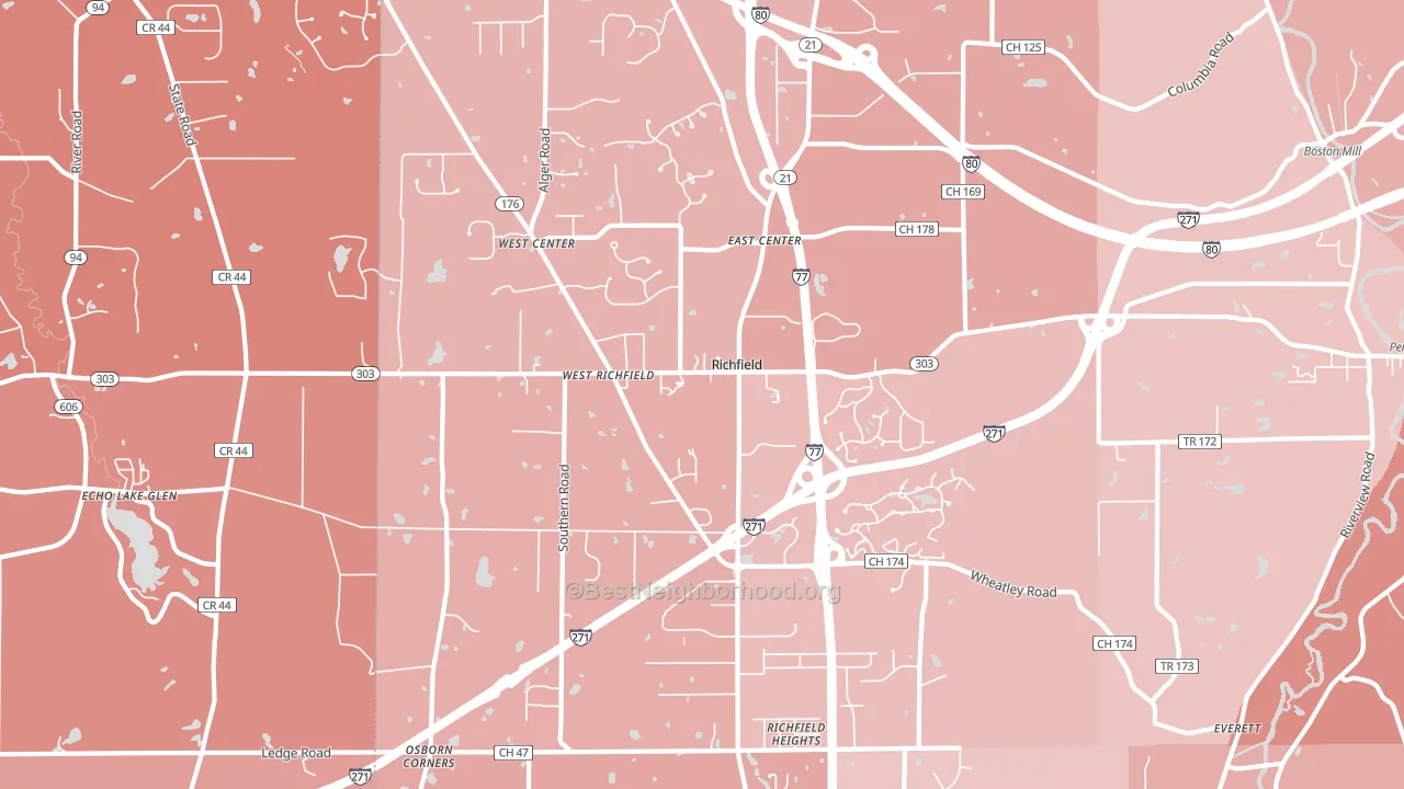 44286, OH block-group political-lean map