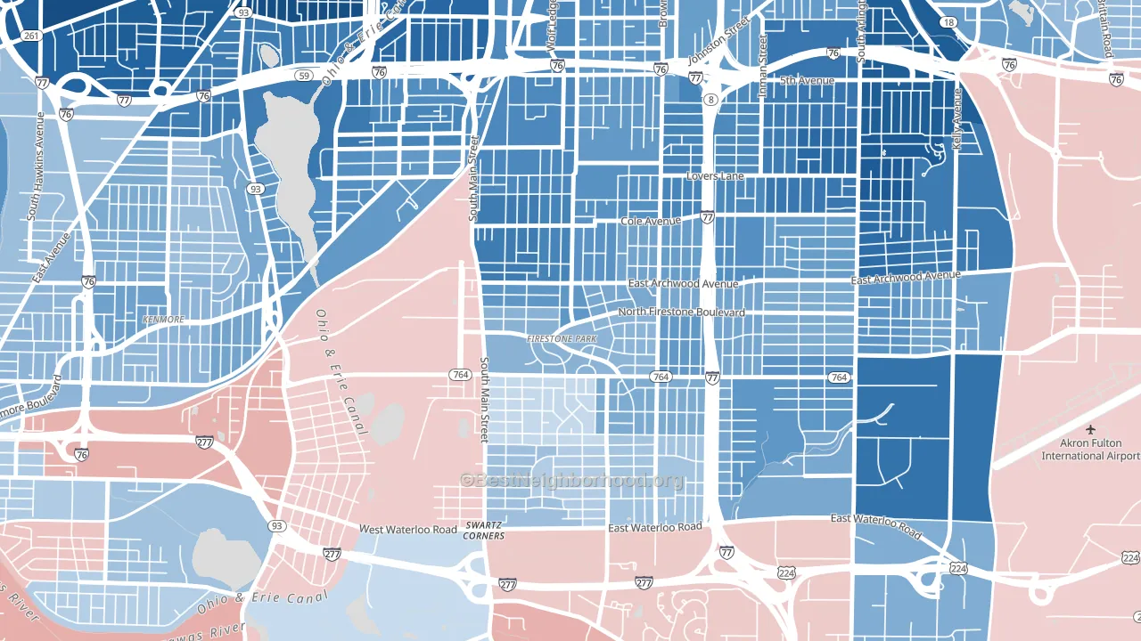 44301, OH block-group political-lean map
