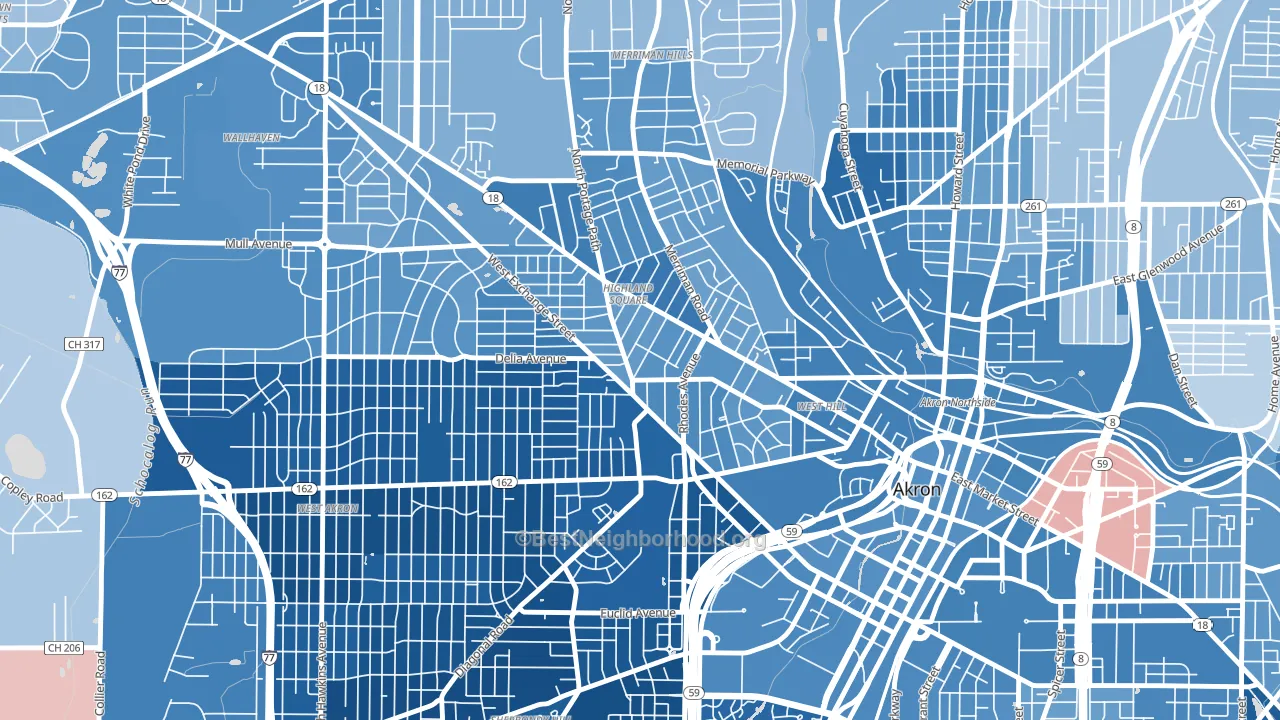 44302, OH block-group political-lean map