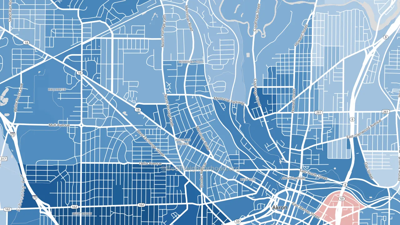 44303, OH block-group political-lean map