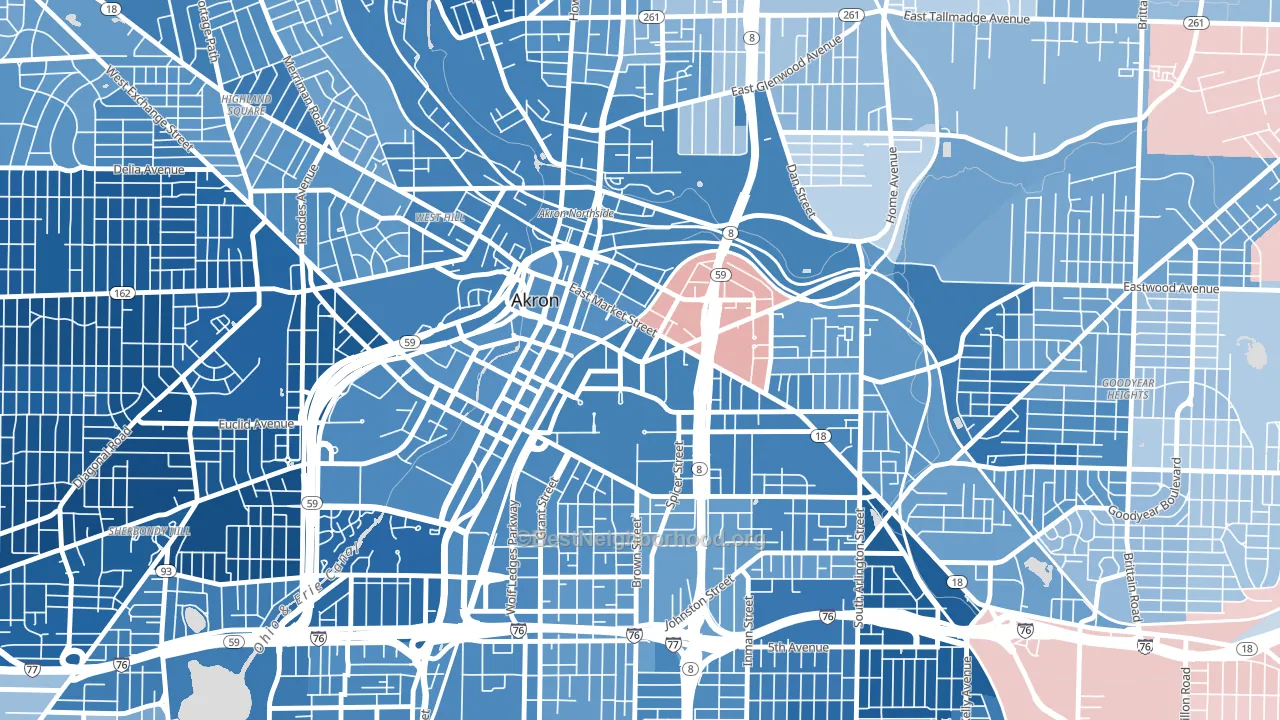 44304, OH block-group political-lean map