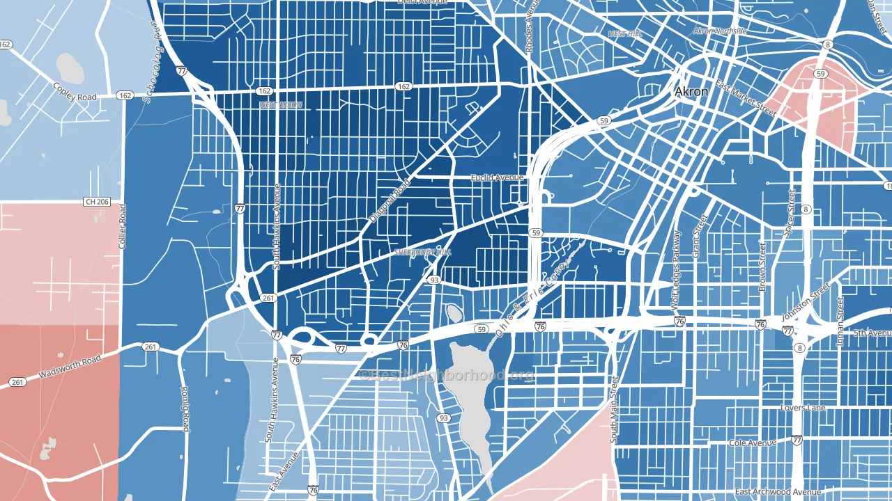 44307, OH block-group political-lean map