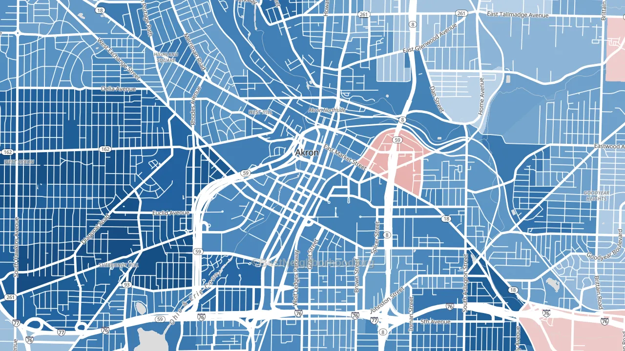 44308, OH block-group political-lean map