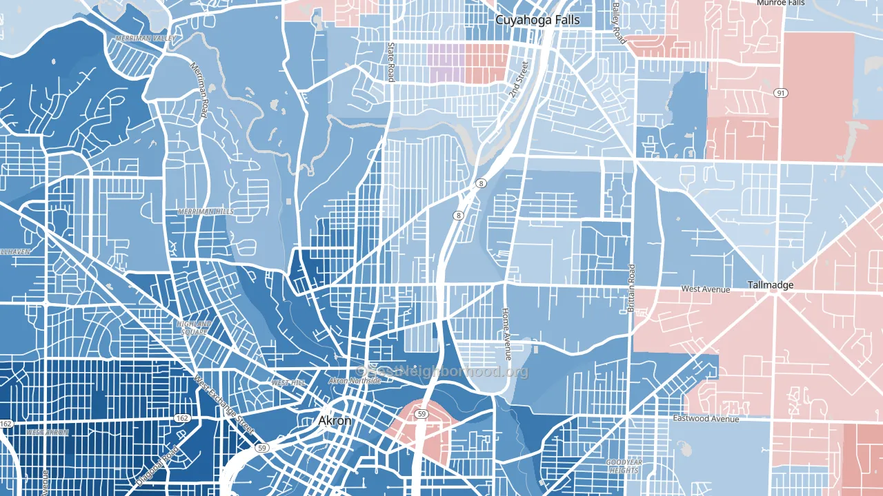 44310, OH block-group political-lean map