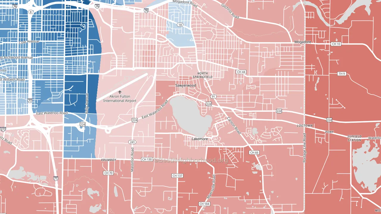 44312, OH block-group political-lean map