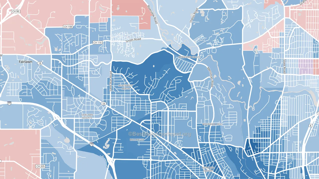 44313, OH block-group political-lean map