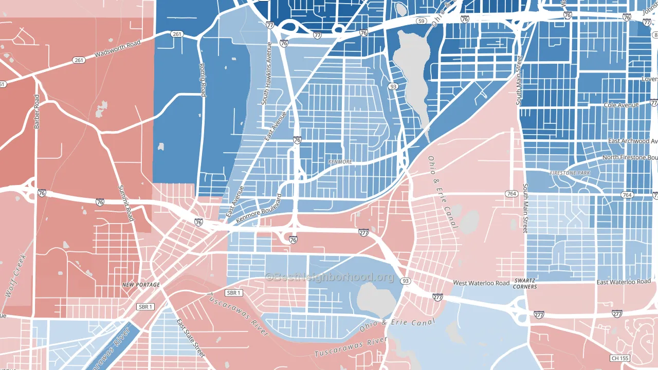 44314, OH block-group political-lean map