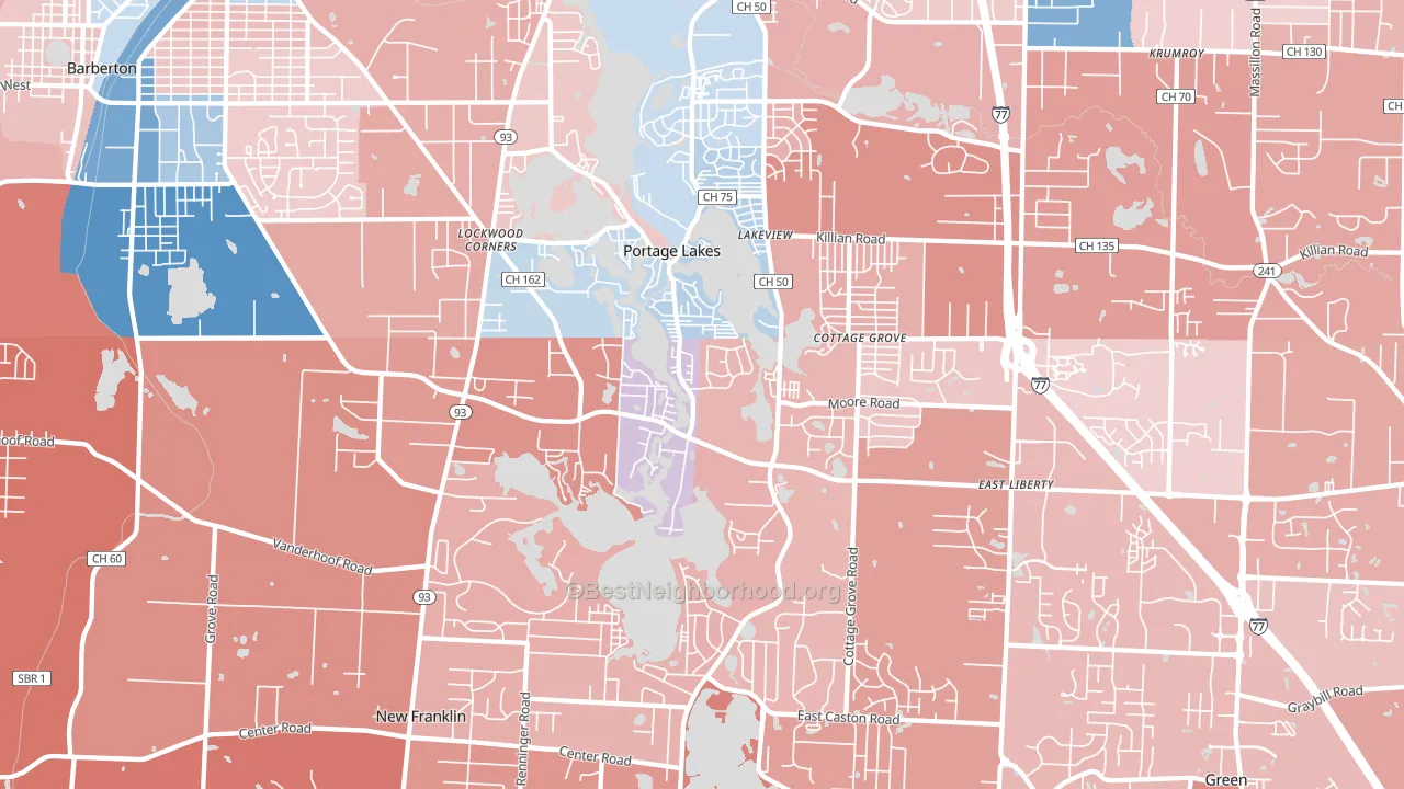 44319, OH block-group political-lean map