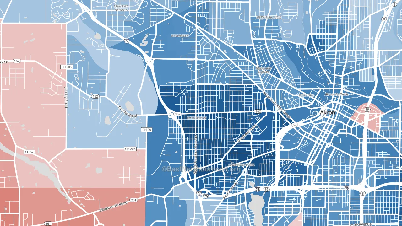 44320, OH block-group political-lean map