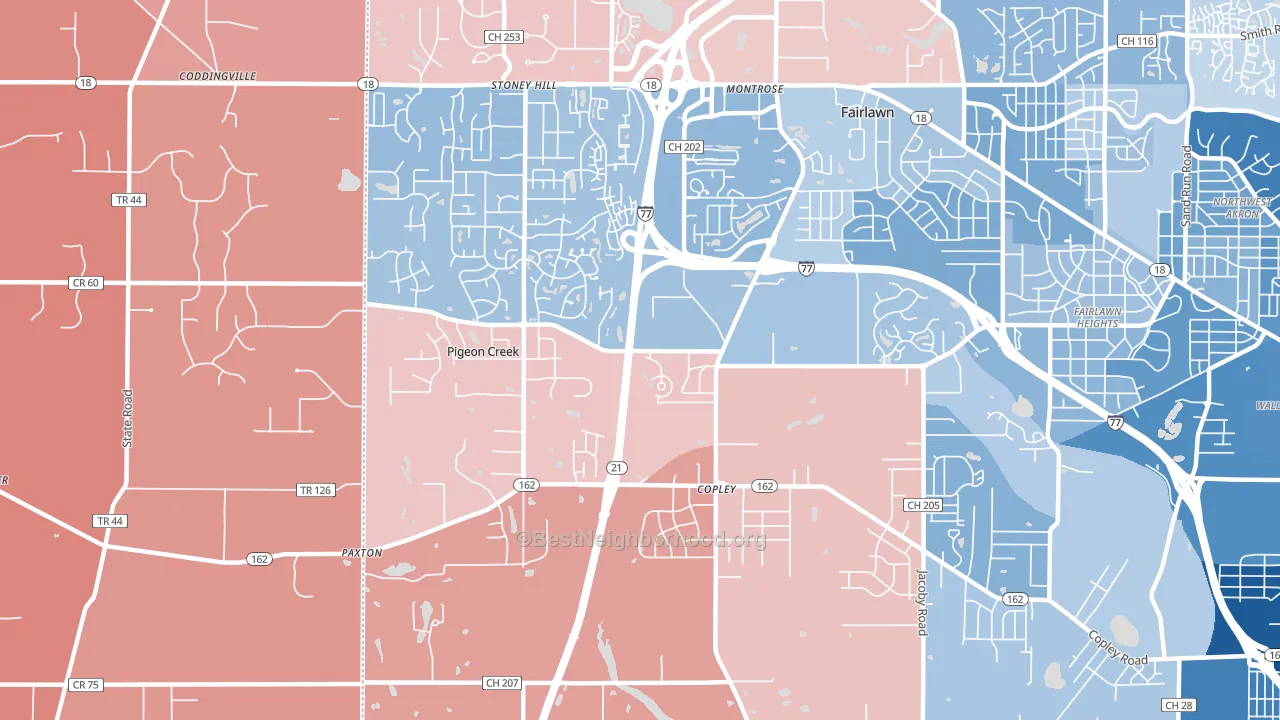 44321, OH block-group political-lean map
