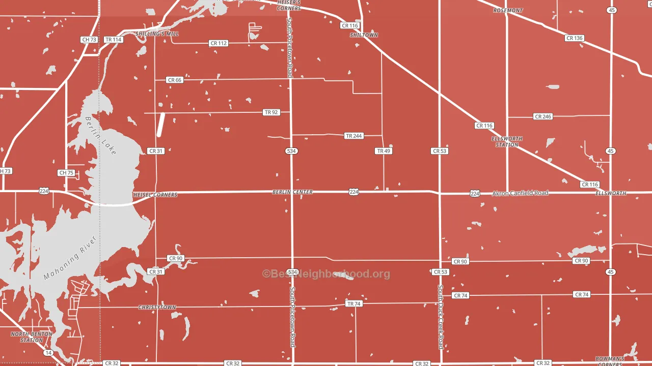 44401, OH block-group political-lean map