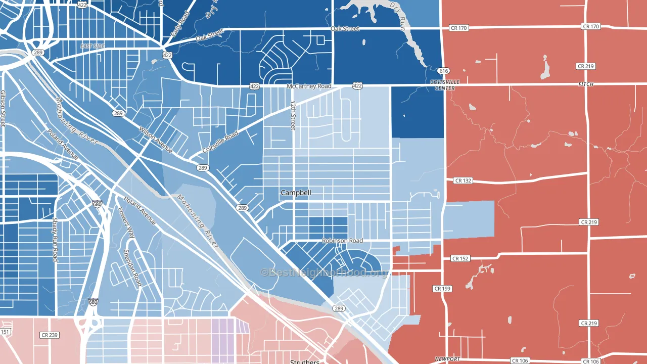 44405, OH block-group political-lean map