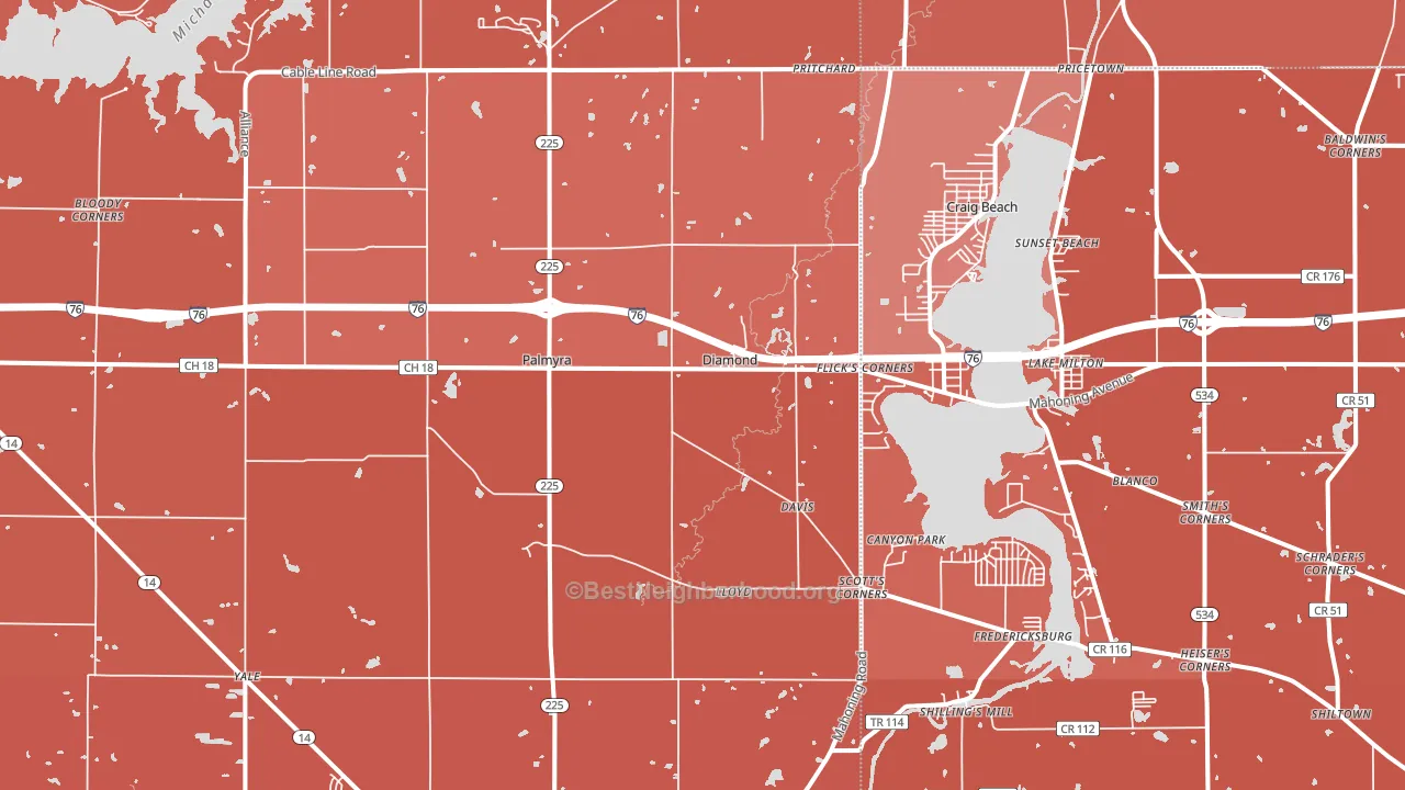 44412, OH block-group political-lean map