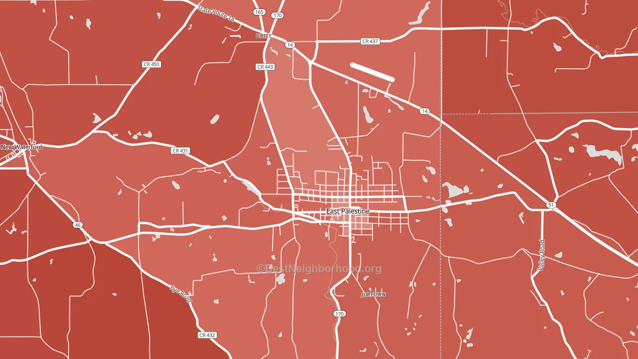 44413, OH block-group political-lean map