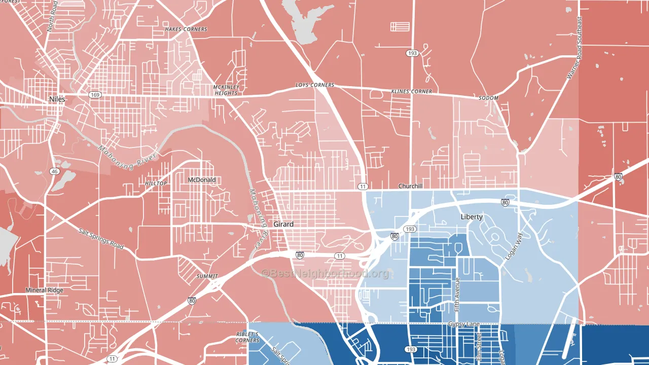 44420, OH block-group political-lean map