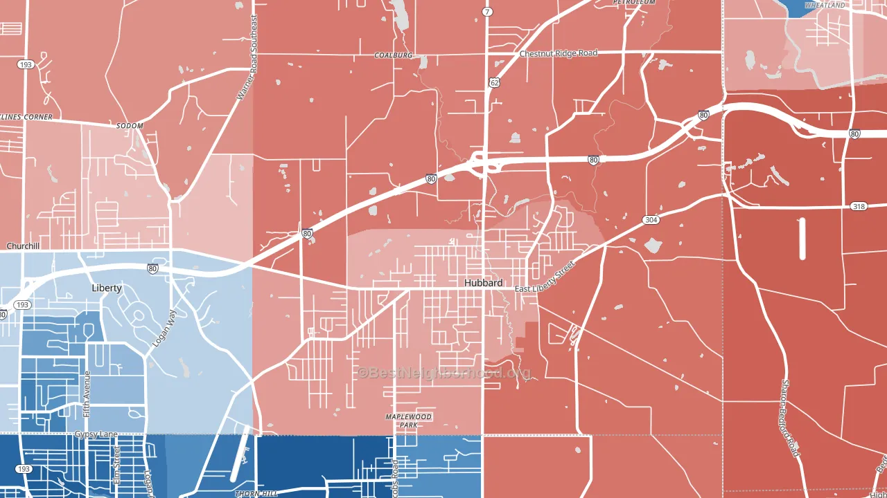 44425, OH block-group political-lean map