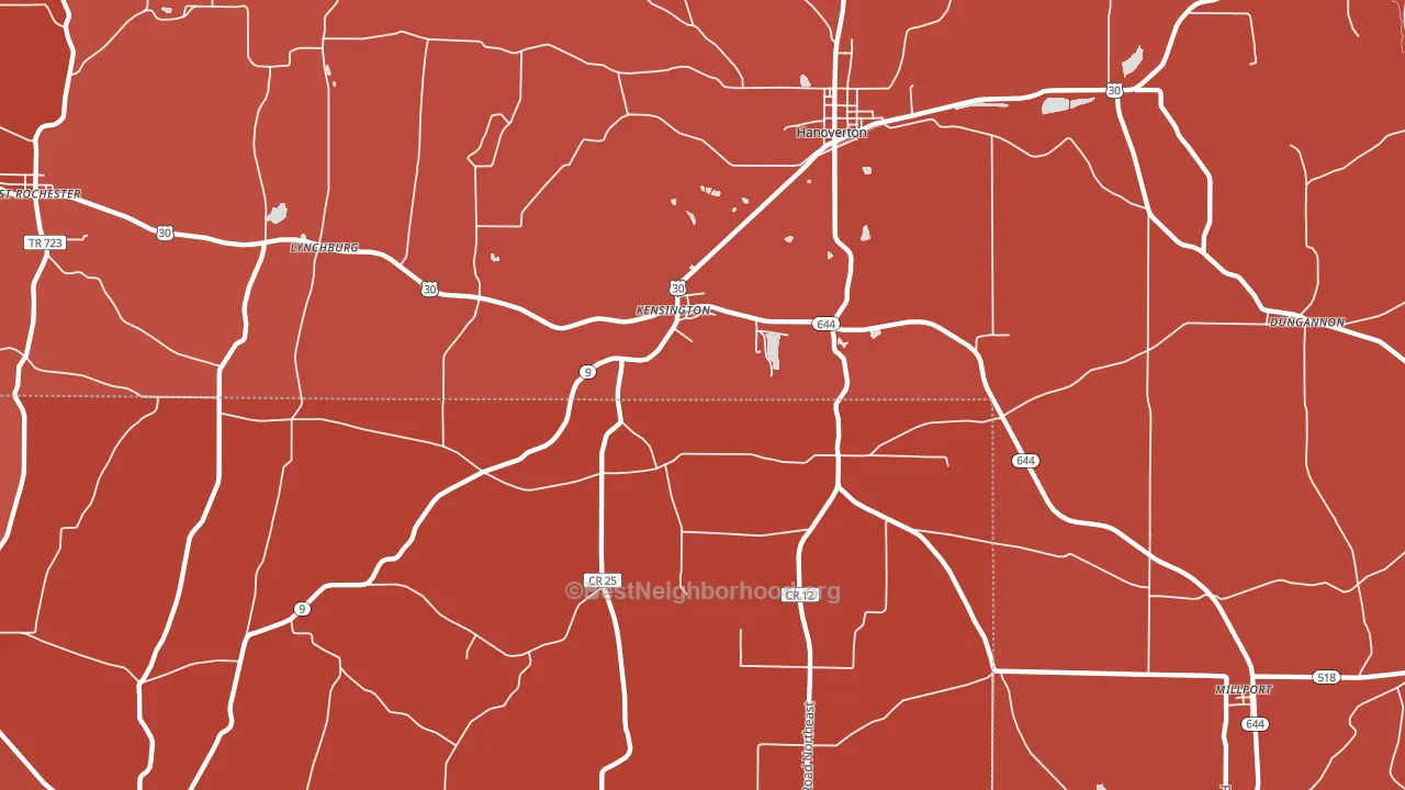 44427, OH block-group political-lean map