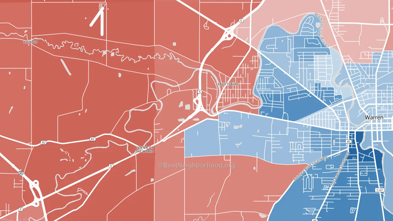 44430, OH block-group political-lean map