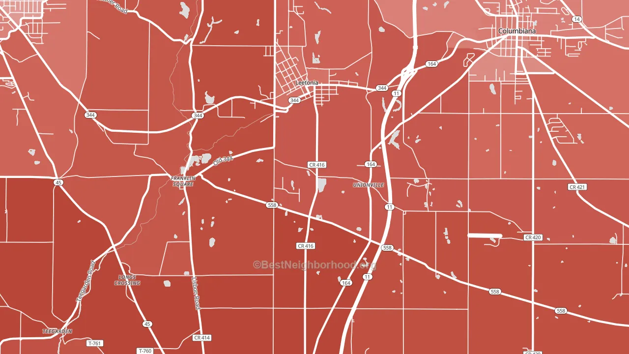 44431, OH block-group political-lean map