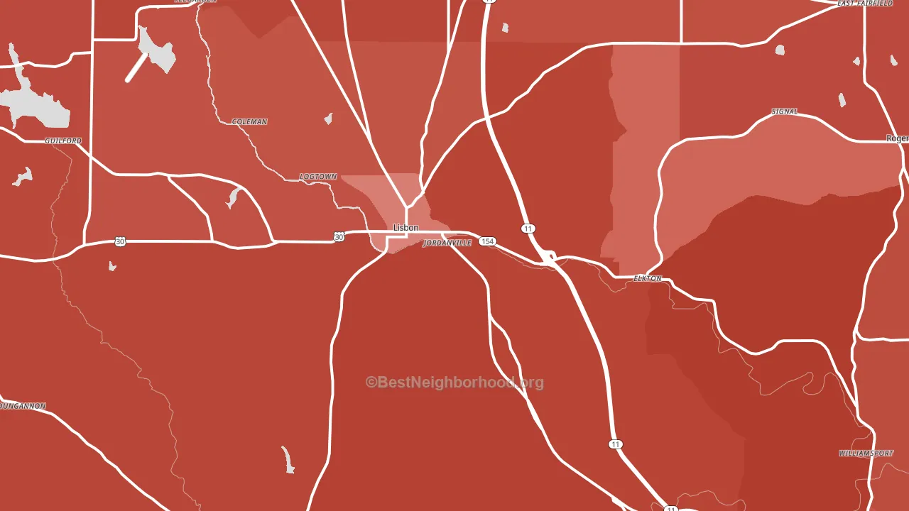 44432, OH block-group political-lean map