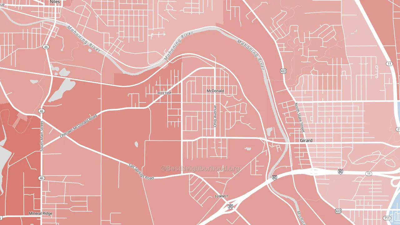44437, OH block-group political-lean map