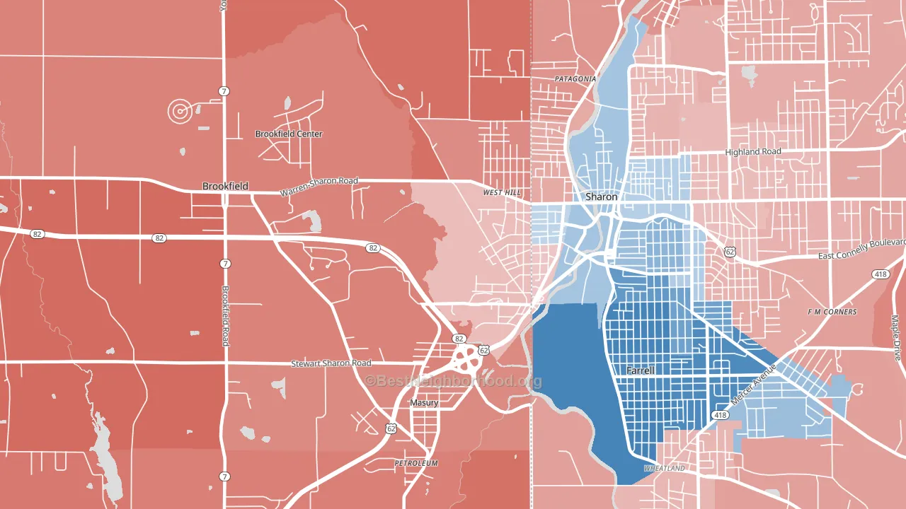 44438, OH block-group political-lean map