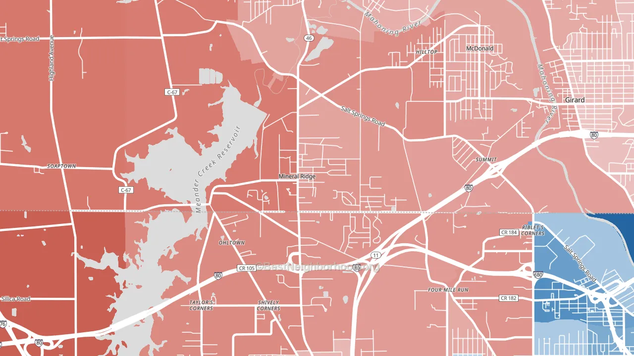 44440, OH block-group political-lean map