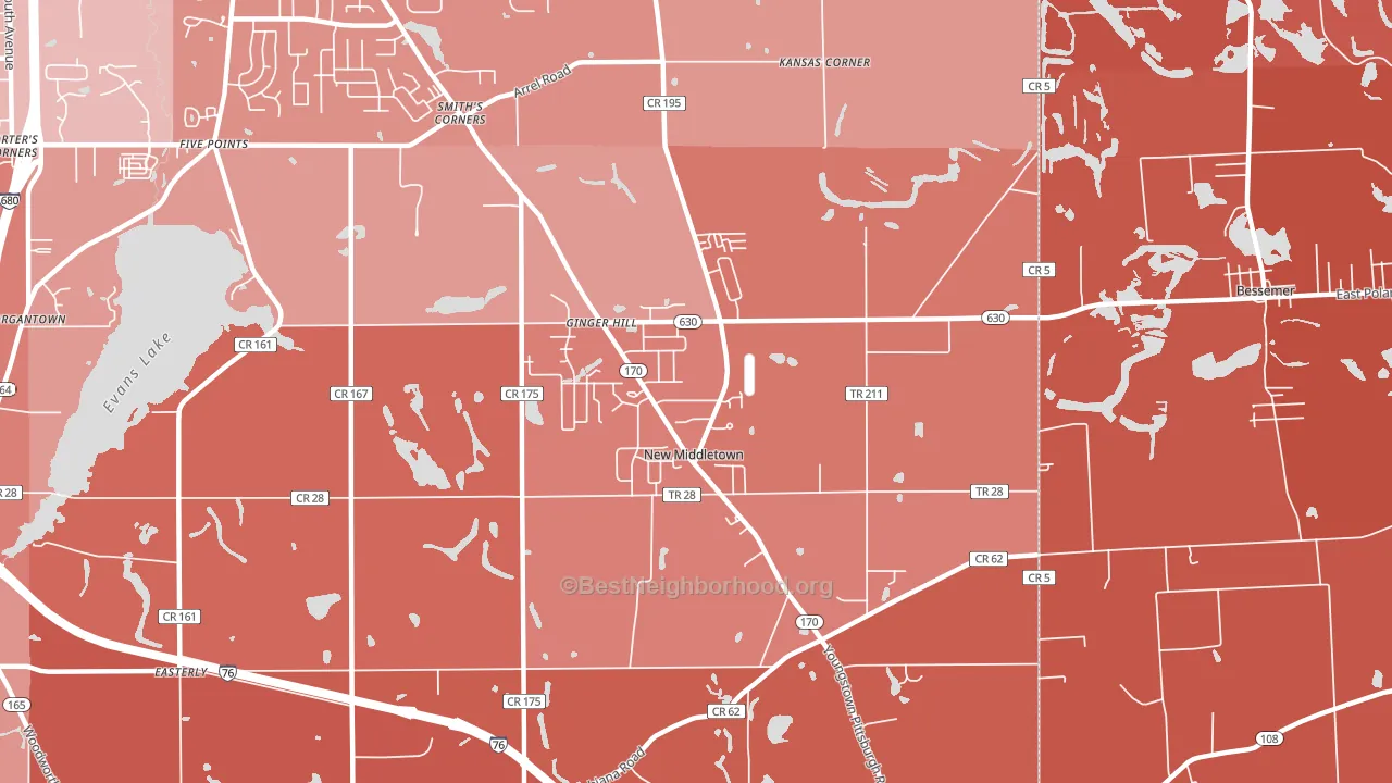 44442, OH block-group political-lean map