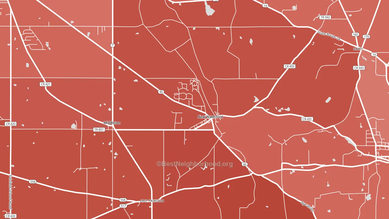 44445, OH block-group political-lean map