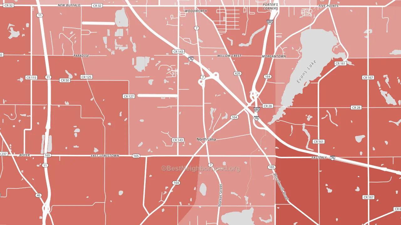 44452, OH block-group political-lean map